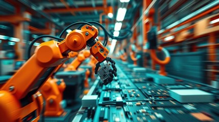 Robotic arm assembles electronic part