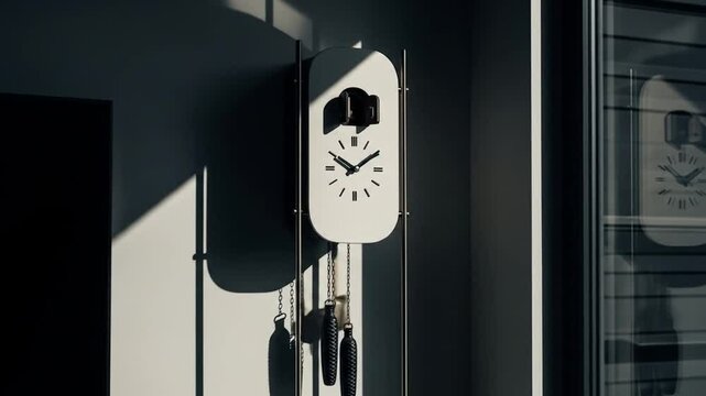 Modern Cuckoo Clock Shows Clock Time in Sunlight