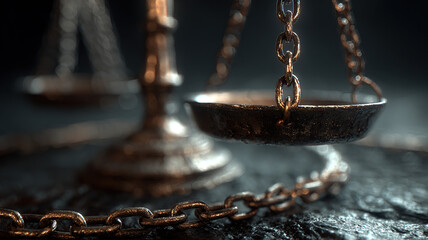 Scale of justice metal texture law balance concept, International Criminal Justice Day