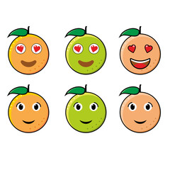 set of funny cartoon fruits