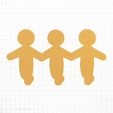 Paper cutout figures holding hands animation isolated asset, transparent 4K video, alpha channel, ProRes 4444