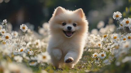 Fototapeta premium white pomeranian puppy