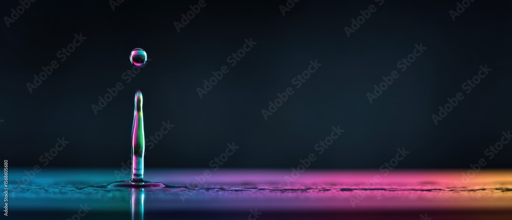 Poster droplet impact demonstration studio abstract photography dark environment close-up view visual scien