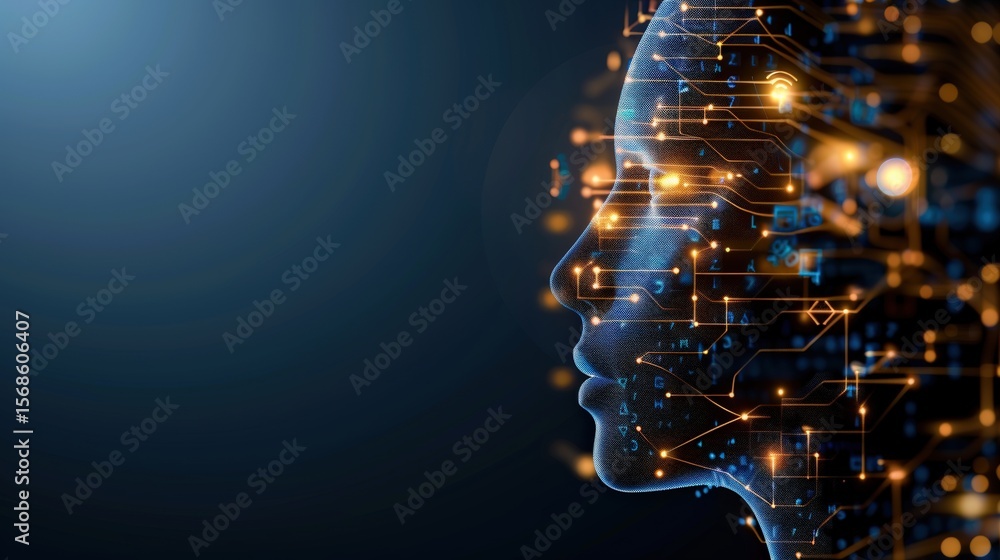 Poster exploring the intersection of ai and humanity a futuristic display of digital innovation virtual rea