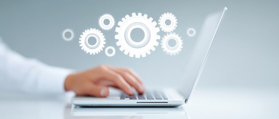 Enhancing productivity business technology workflow office space digital innovation professional environment close-up view efficiency