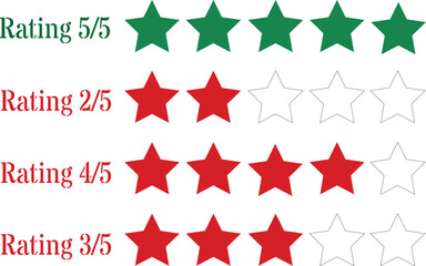 Star rating feedback icons in red and green for product reviews