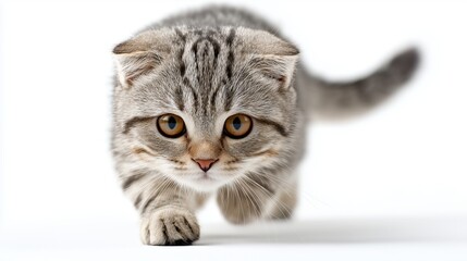 Fototapeta premium Playful Scottish Fold Cat in Action Pose