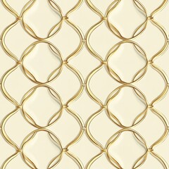 Fototapeta premium Ornate lattice pattern with interwoven gold lines forming a symmetrical trellis design over a cream or soft beige background Luxurious and detailed flat 2D vector style seamless and print ready
