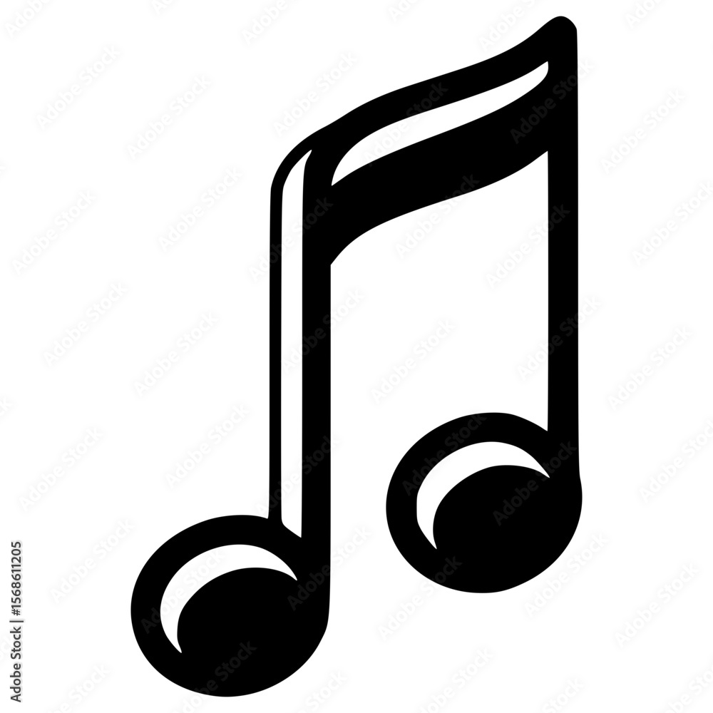 Poster musical note icon representing sound and rhythm in a simple design