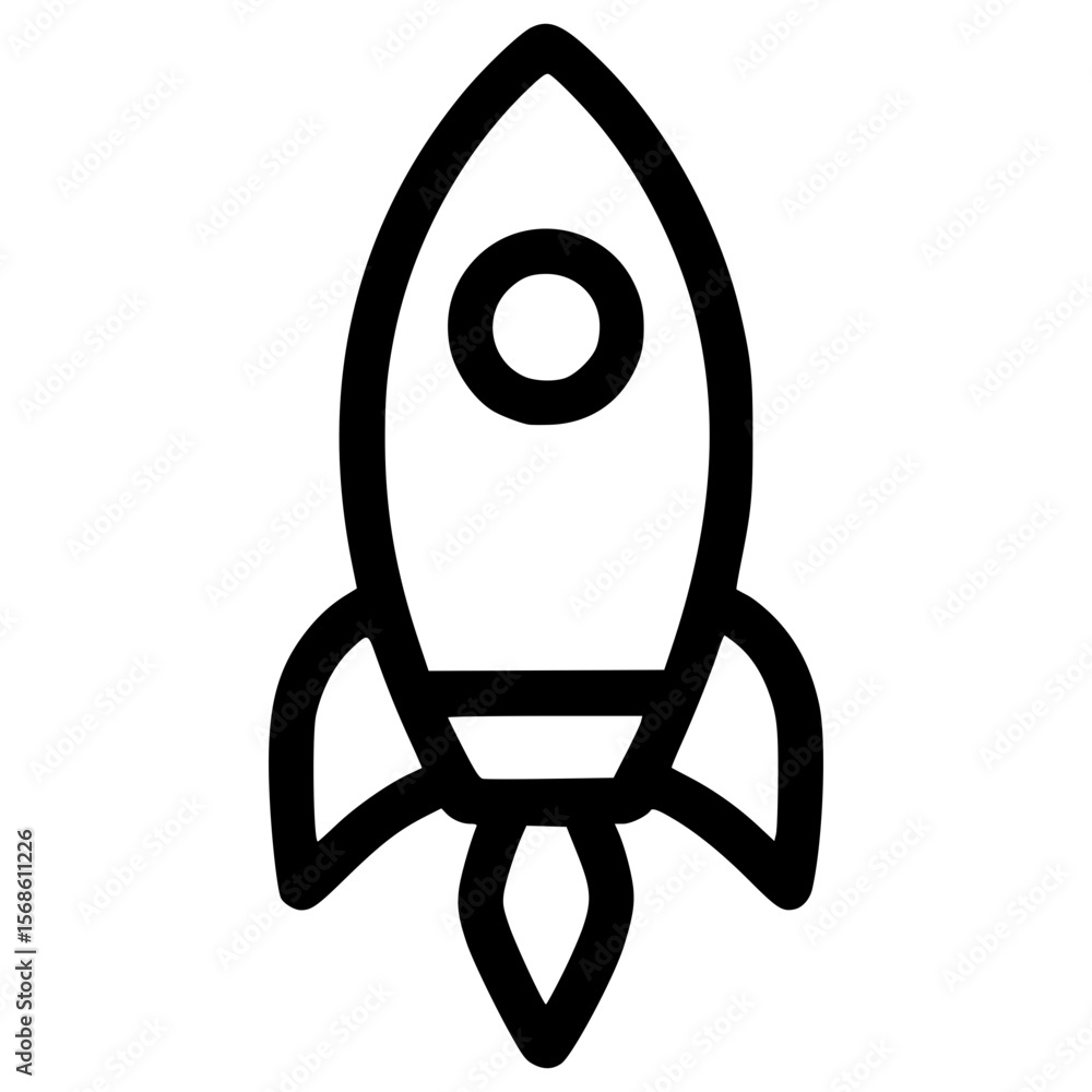 Poster rocket icon representing space exploration and innovation in design