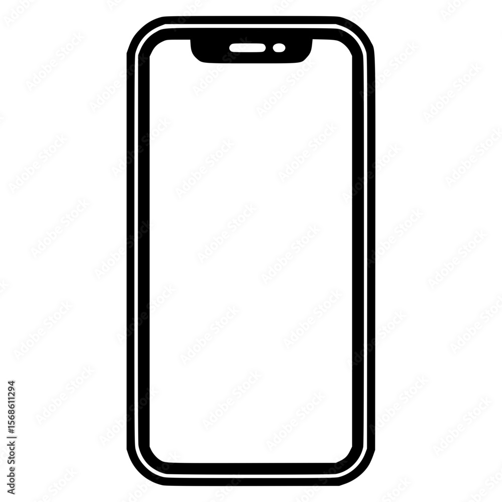 Poster stylized vector icon of a smartphone with minimal design features