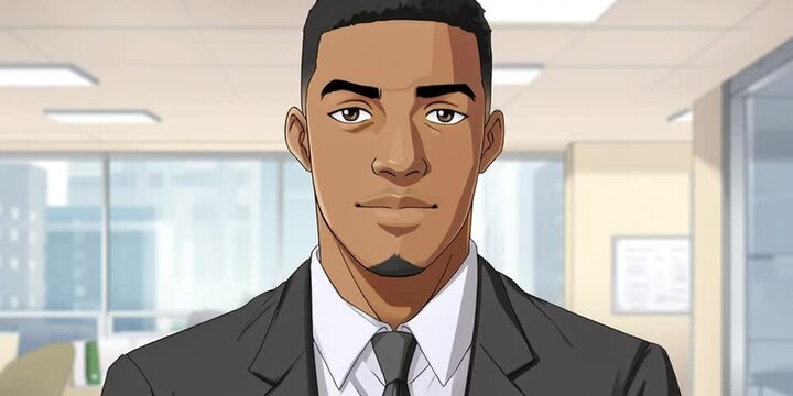 Anime employee working in the corporate office