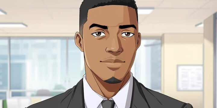 Anime employee working in the corporate office