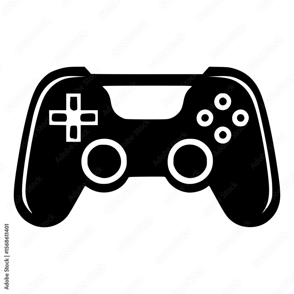 Poster classic black game controller icon suitable for digital applications