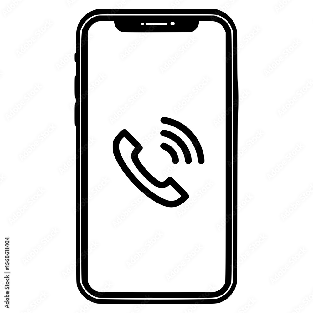 Poster vector icon of smartphone ringing with call notification