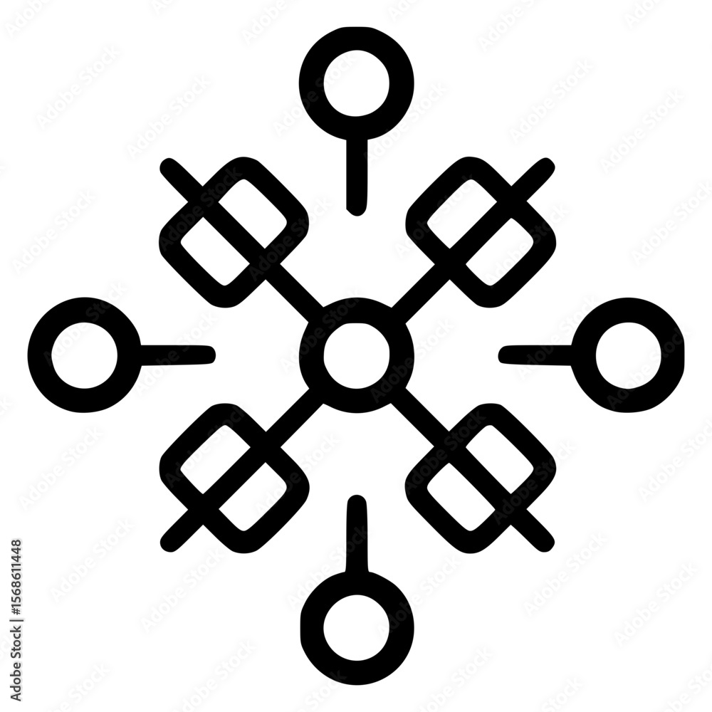 Poster abstract vector icon of a geometric snowflake design