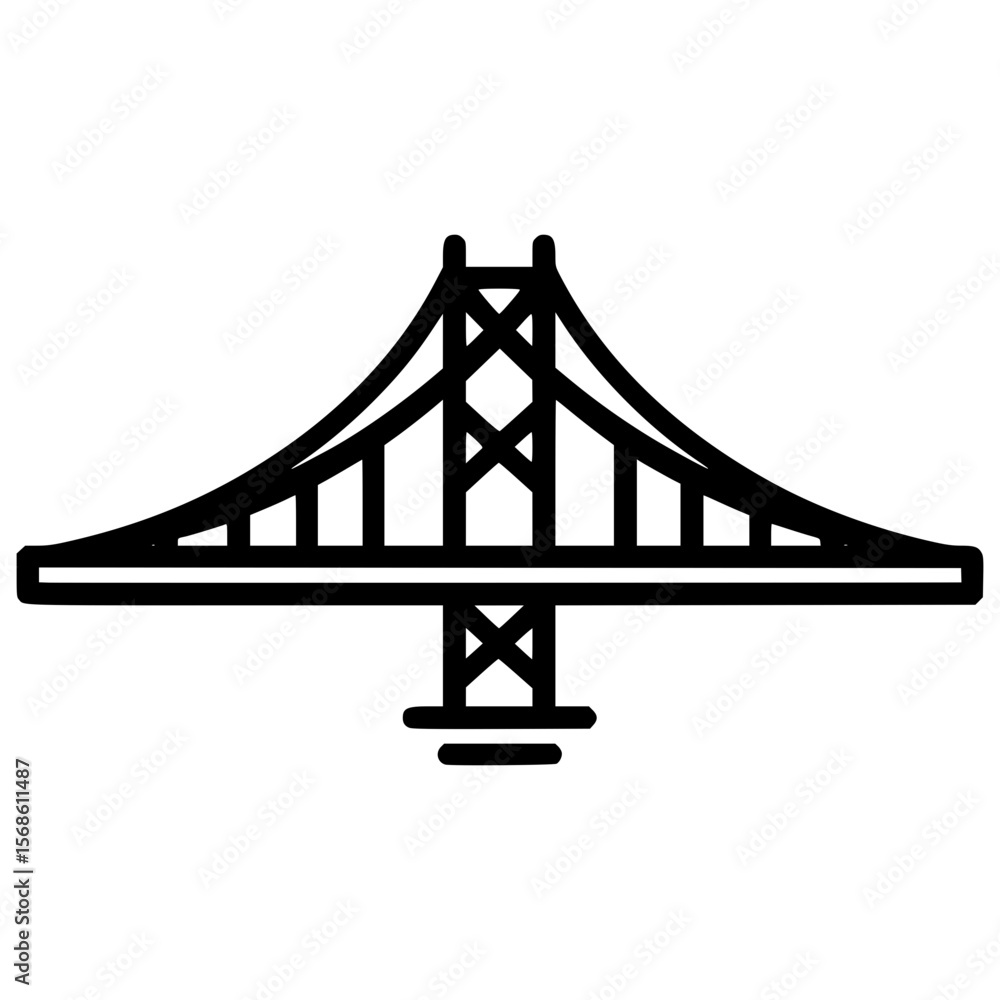 Poster bridge icon in vector style illustrating structural design features