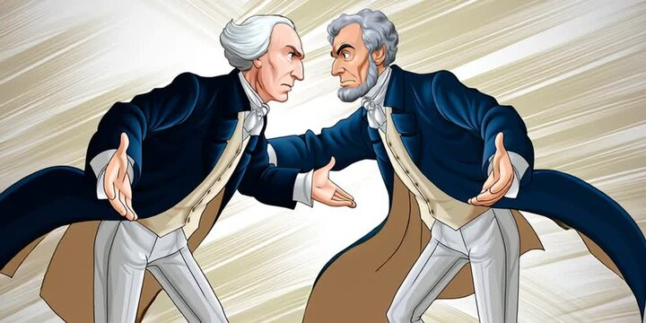 Abraham lincoln and george washington faceoff in comic animation style