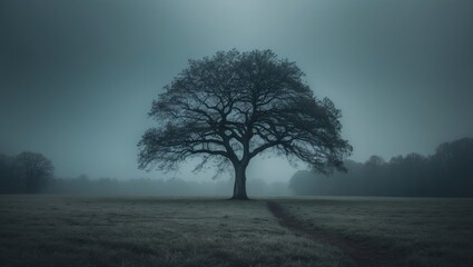 The Lonely Tree with Empty Copy Space For Text