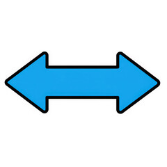Blue double sided arrow isolated on transparent background