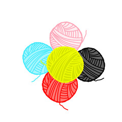 Clean vector illustration of a wool yarn ball with knitting needles. Ideal for crafts, knitting, sewing, handmade goods, DIY content, and textile design themes.