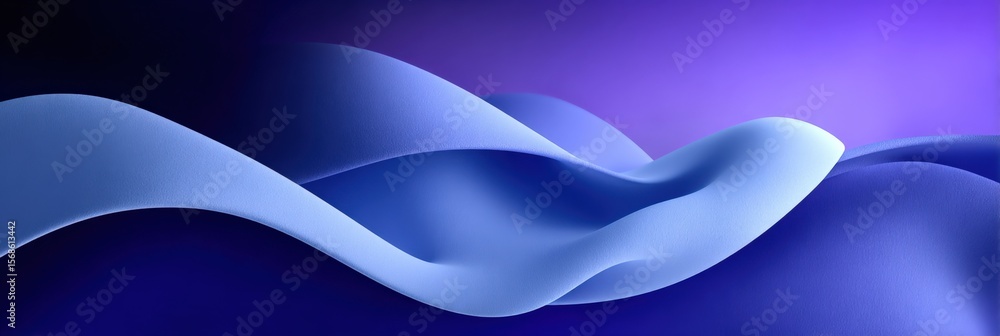 Poster Abstract flowing smooth blue and purple waves with gradient background creating a modern artistic digital illustration perfect for technology and design themes