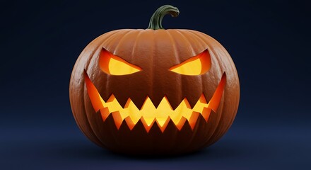 Halloween pumpkin cut out with scary face, featured on solid plain background, soft lighting, realistic style.