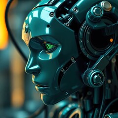 Teal automation robot futuristic gaze