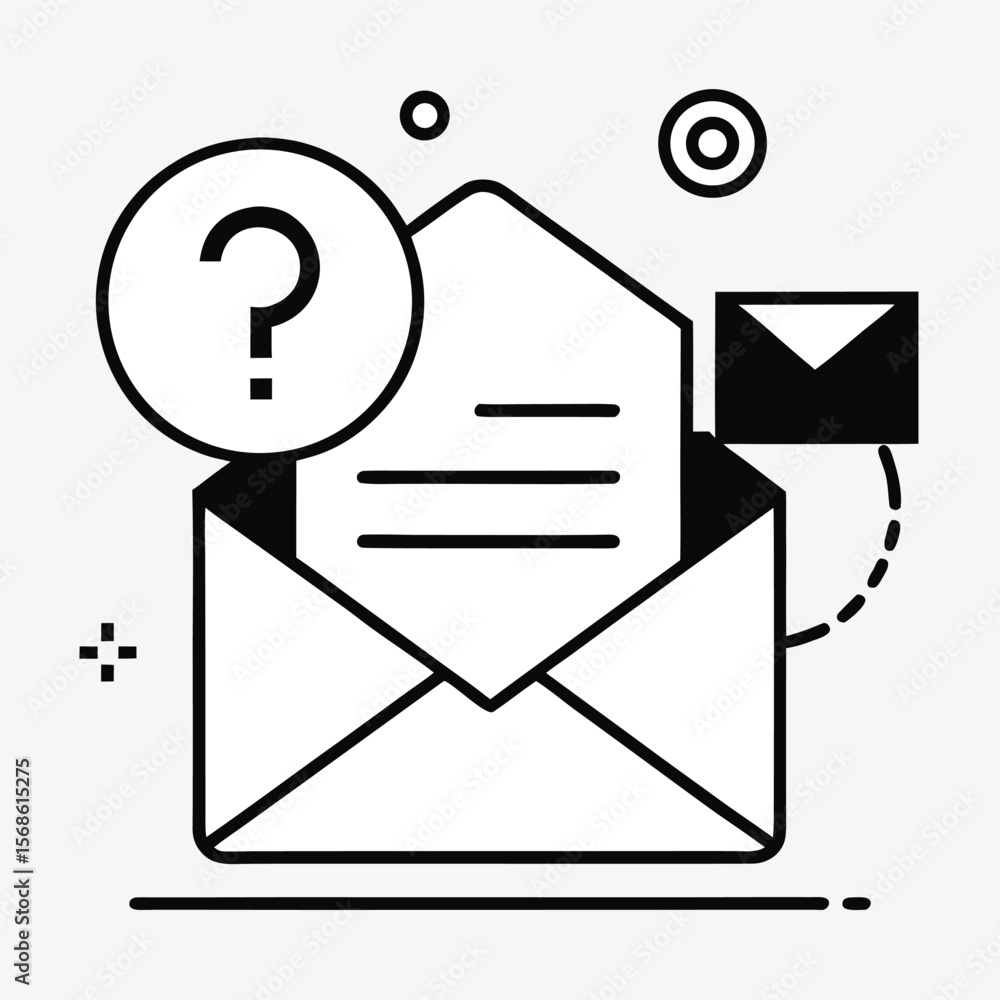 Poster uncertainty in communication an open envelope with a question mark symbolizes a query or unresolved 