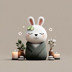 Adorable Bunny Spa Day Relaxation, Serenity, and Pampering in a Whimsical 3D Illustration