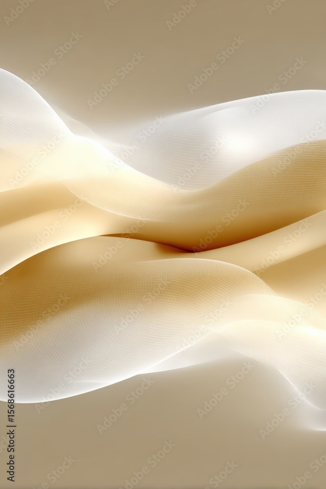 Poster Abstract minimalist smooth flowing shapes in soft neutral tones creating a modern artistic background with elegant fluid curves and subtle shadows