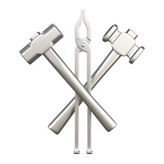 Steel blacksmith tools isolated background 3d render