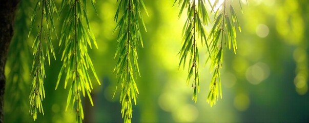 Spring Willow Branches Swaying Gently in Sunlight, Delicate Catkins Bursting with New Life, Dappled Shadows, Peaceful Riparian Scene