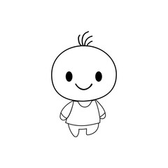 Happy cartoon person. Smiling character figure. Simple human symbol. Joyful child vector.