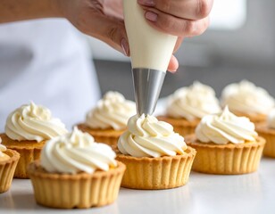 Expertly Frosting Cupcakes A Close-Up of Piping Bag Technique