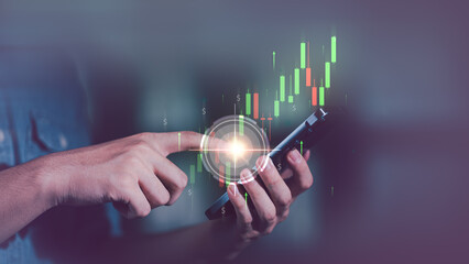 concept of finance and investment ,profit growth management ,financial graphical and statistical analysis ,Stock and currency fund management ,bank interest management ,high return investment