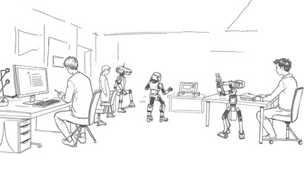 Robots in Office Setting.