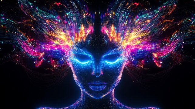 A vibrant, abstract representation of emotions and thoughts, blending colors and patterns to convey inner feelings.