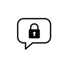 Speech bubble with lock icon isolated on transparent background