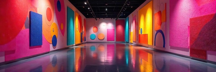 Modern Art Installation Bold Colors and Abstract Shapes at Contemporary Exhibition