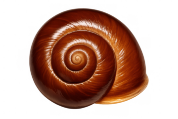 Close-up of a brown snail shell rotating, isolated on a transparent background, perfect for nature and wildlife projects