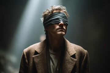 Blindfolded Man A Dramatic Portrait of Uncertainty and Hope, Exploring the Concept of Faith and Trust