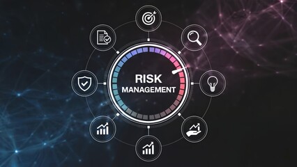 Abstract risk management strategy concept with icons and connections
