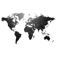 Obraz premium Abstract World Map in Black Dots on White Background