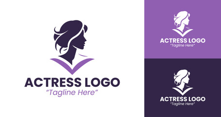 Minimalist Actress Logo in Purple for Professional Film and Entertainment Branding

