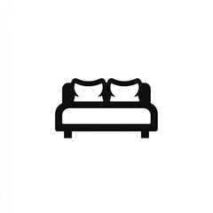 Black And White Minimalist Sofa Icon Illustration