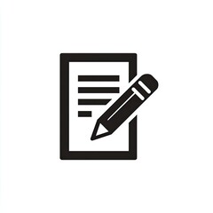 Black And White Notepad Icon With Pencil