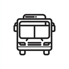 Black and White Outline Bus Icon