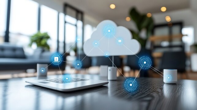 Flat Vector IoT Connectivity: Smart Home Devices Wirelessly Interacting with Central Cloud Brain for Tech Demos and Education