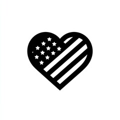 Black and White Patriotic Heart Graphic